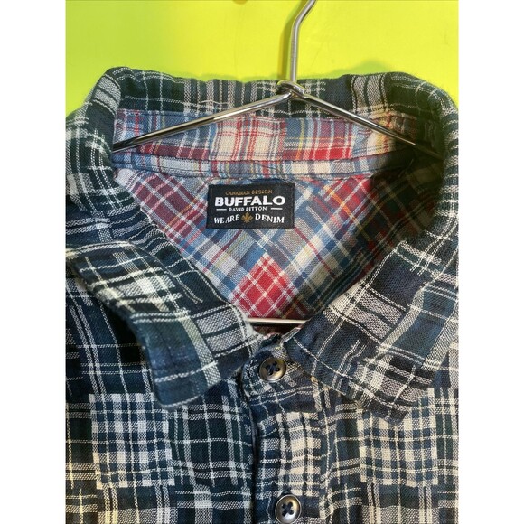 Buffalo David Bitton Men Size S Blue Check Short Sleeve Casual Shirts Lot 2 - Picture 3 of 7